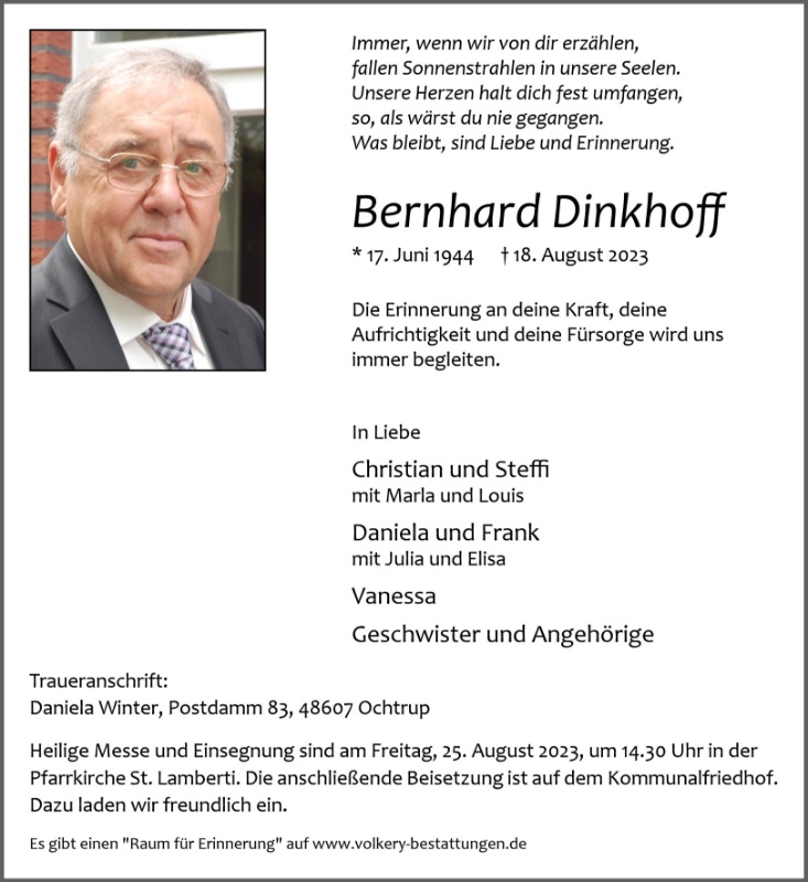 Erinnerungsbild für Bernd Dinkhoff