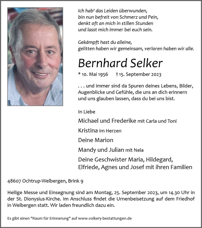 Erinnerungsbild für Bernhard Selker
