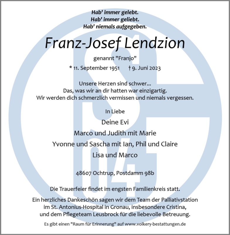 Erinnerungsbild für Franz-Josef Lendzion