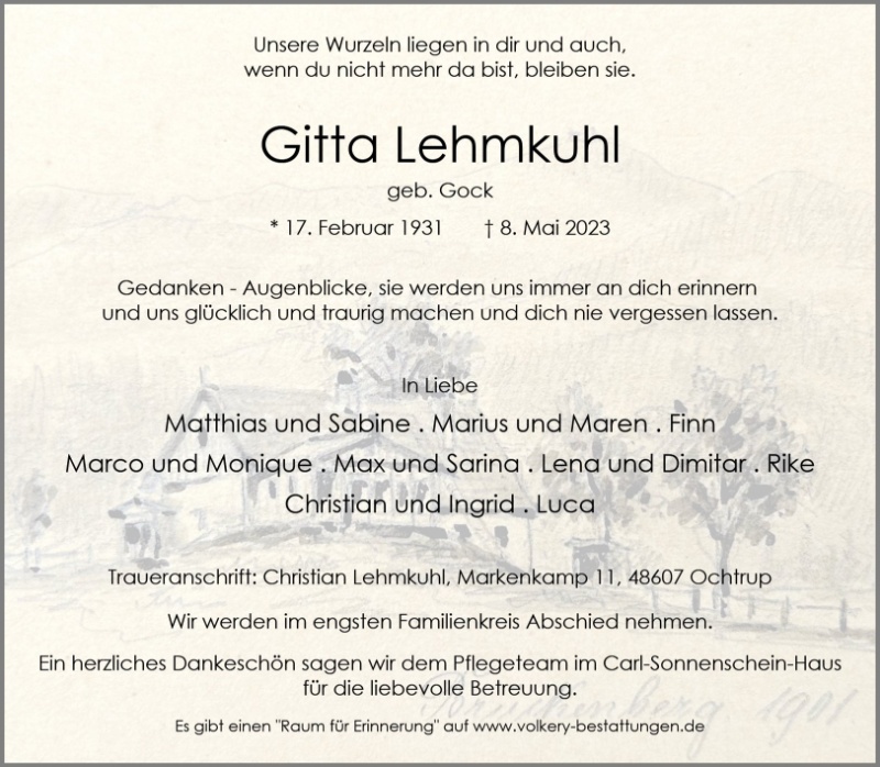 Erinnerungsbild für Gitta Lehmkuhl