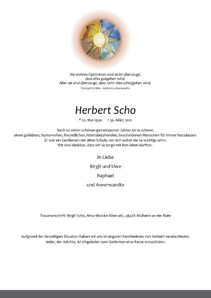 Erinnerungsbild für Herbert Scho