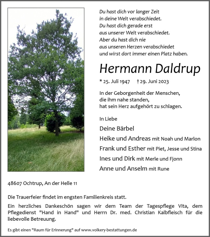 Erinnerungsbild für Hermann Daldrup