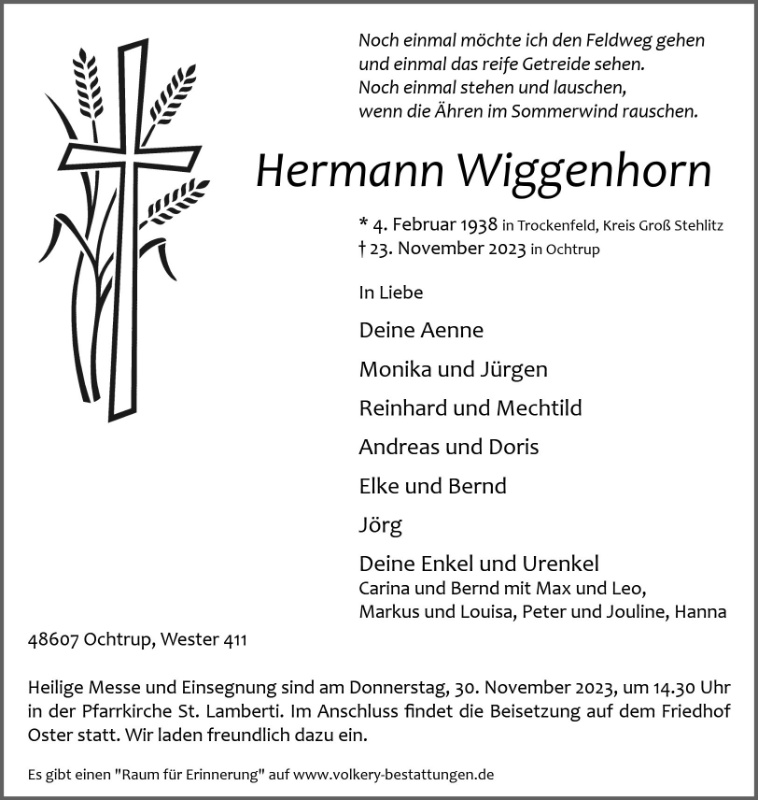 Erinnerungsbild für Hermann Wiggenhorn
