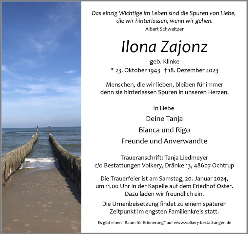 Erinnerungsbild für Ilona Zajonz