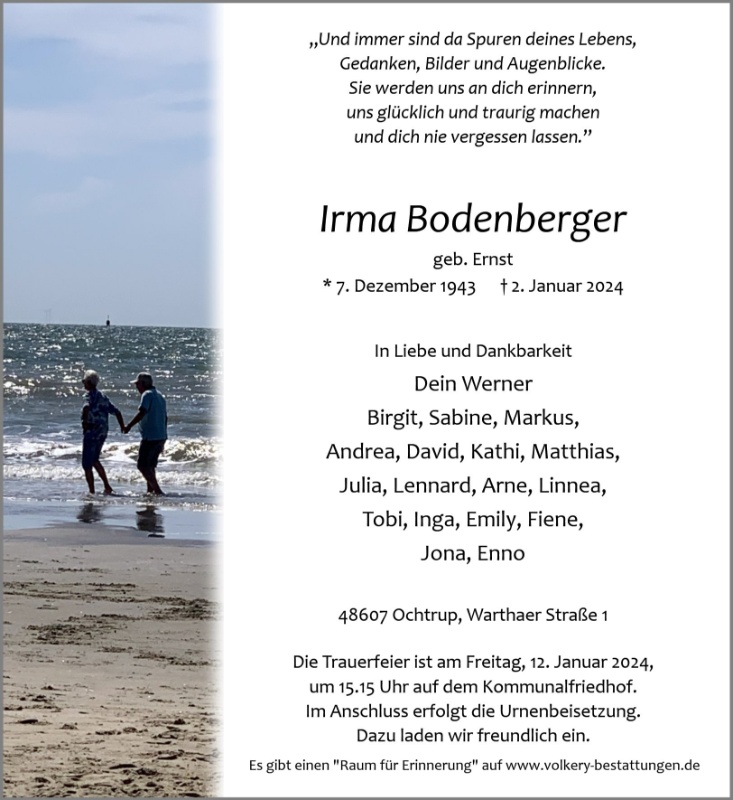 Erinnerungsbild für Irma Bodenberger