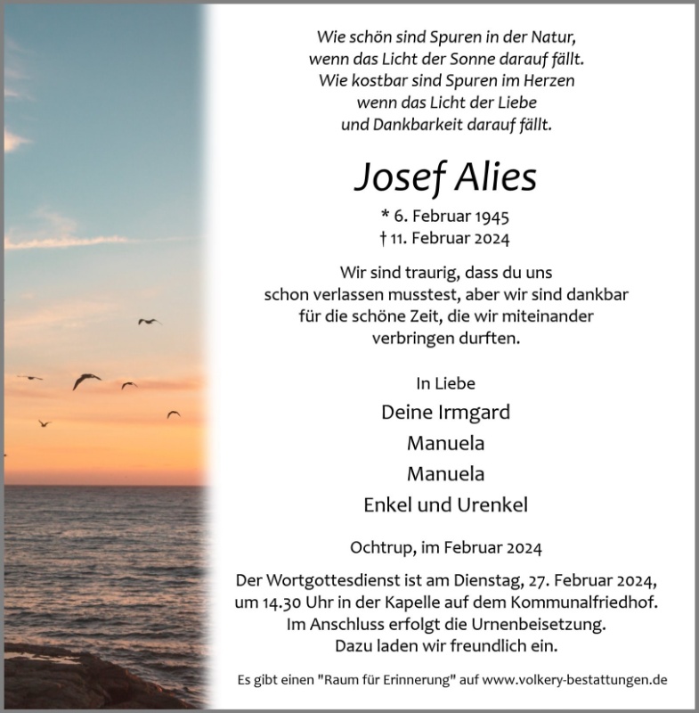 Erinnerungsbild für Josef Alies