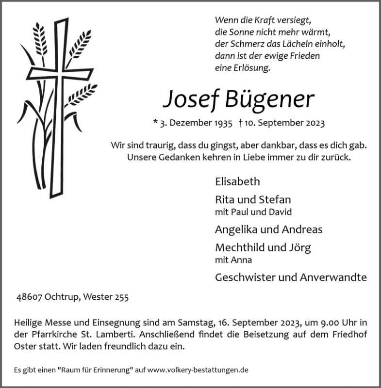 Erinnerungsbild für Josef Bügener