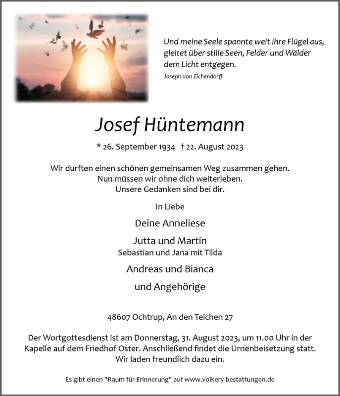 Erinnerungsbild für Josef Hüntemann