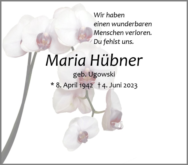 Erinnerungsbild für Maria Hübner