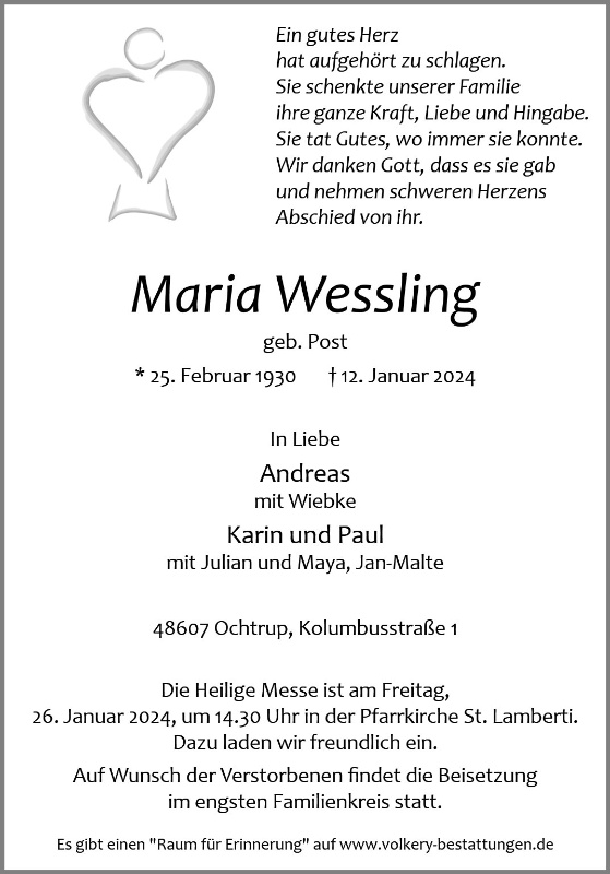Erinnerungsbild für Maria Weßling