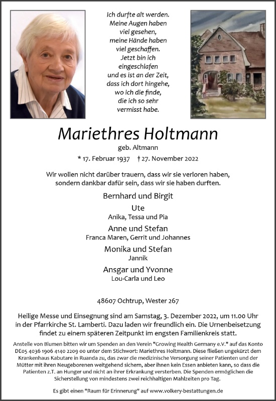 Erinnerungsbild für Mariethres Holtmann