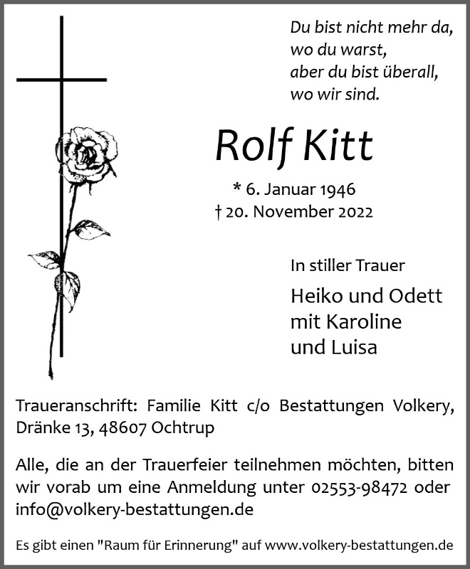 Erinnerungsbild für Rolf Kitt
