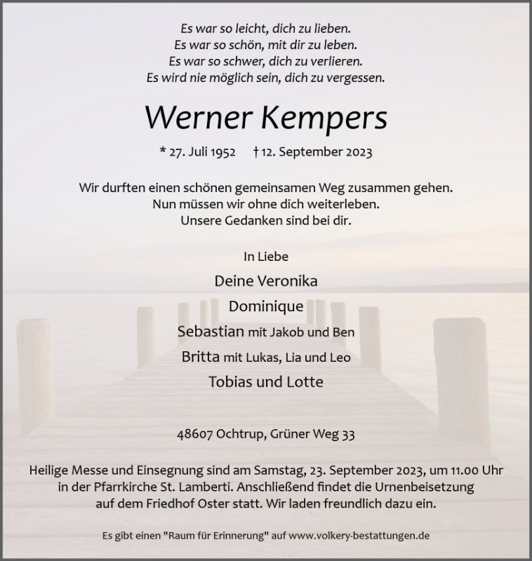 Erinnerungsbild für Werner Kempers