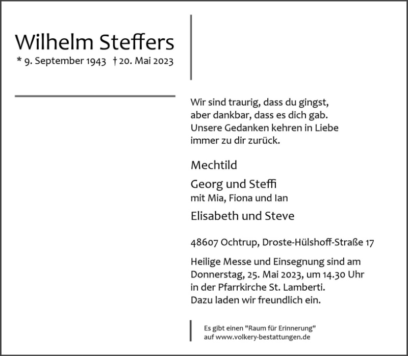 Erinnerungsbild für Wilhelm Steffers